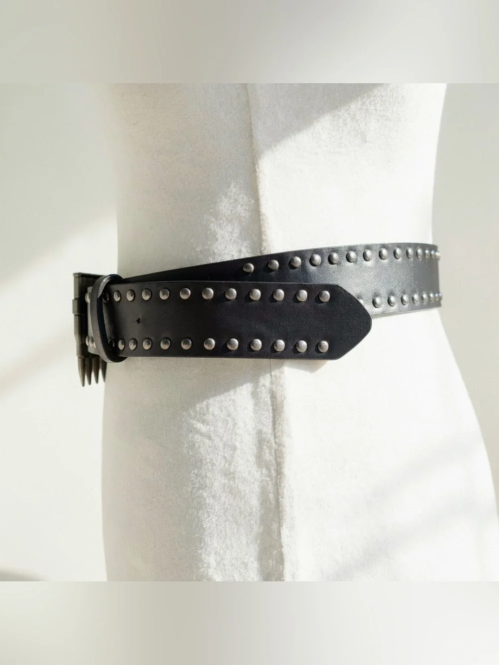 Y2K 2000s style Black Leather Bullet Studded Belt